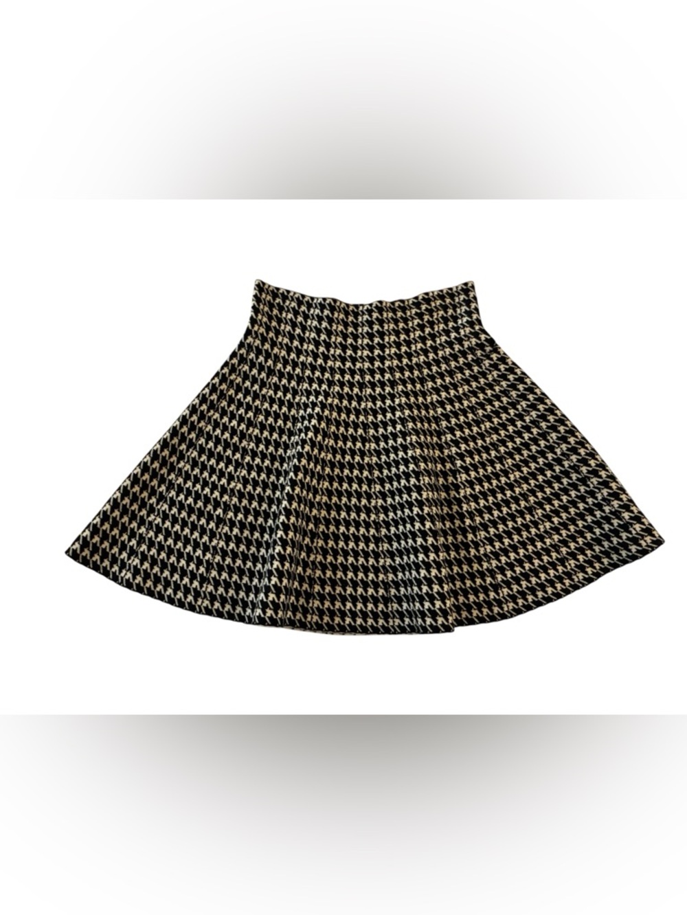 Lulus Black and Cream Houndstooth Circle Skirt